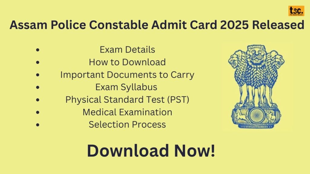 Assam Police Constable Admit Card 2025 Released