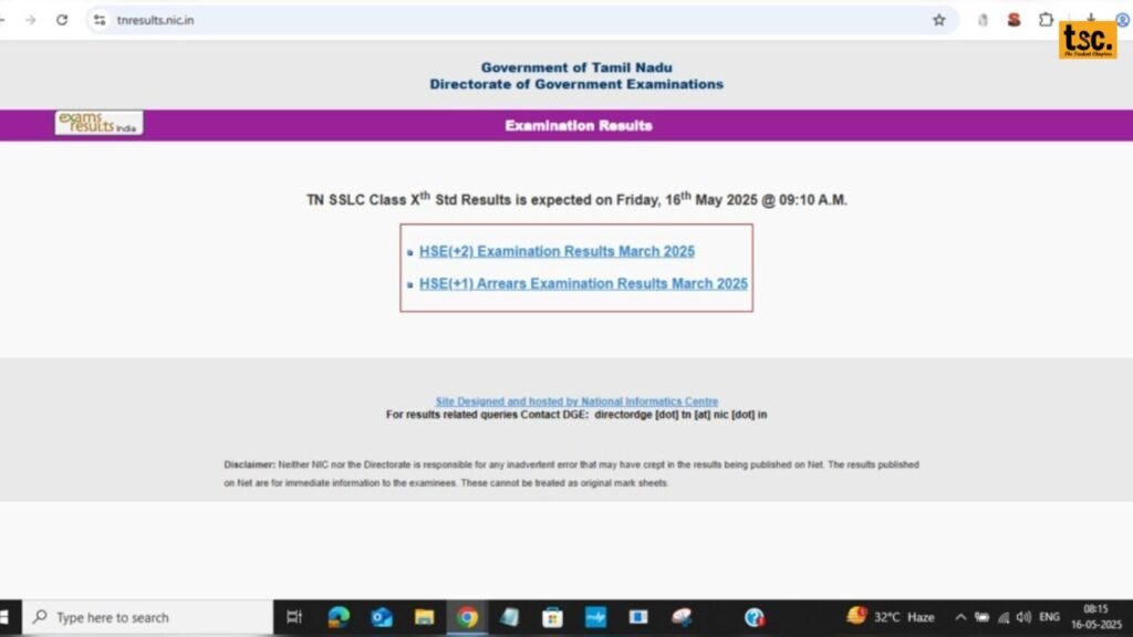 TN SSLC HSE +1 Results 2025