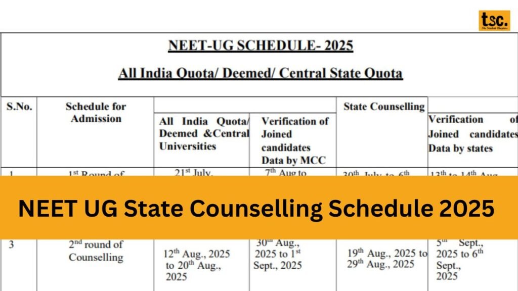 NEET UG State Counselling Schedule 2025 Released! Check Everything Here! 1 NEET UG State Counselling Schedule 2025 Released! Check Everything Here!
