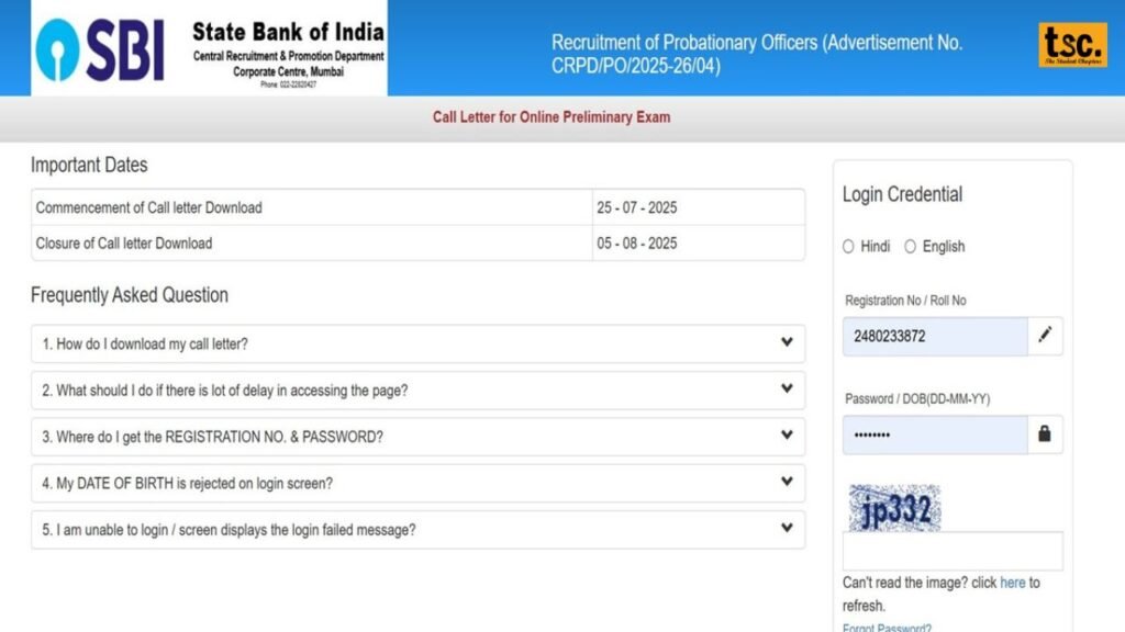 SBI PO Admit Card 2025