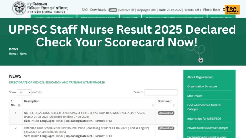 UPPSC Staff Nurse Result 2025 Declared: Check Your Scorecard Now! 1 UPPSC Staff Nurse Result 2025 Declared: Check Your Scorecard Now!